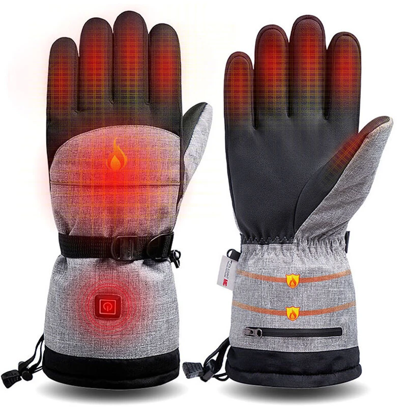 (image for) TENGOO Heated Gloves Thermal Winter Waterproof Ski Heated Gloves MTB Riding Windproof Motorcycle Five-Finger Touch Screen Gloves
